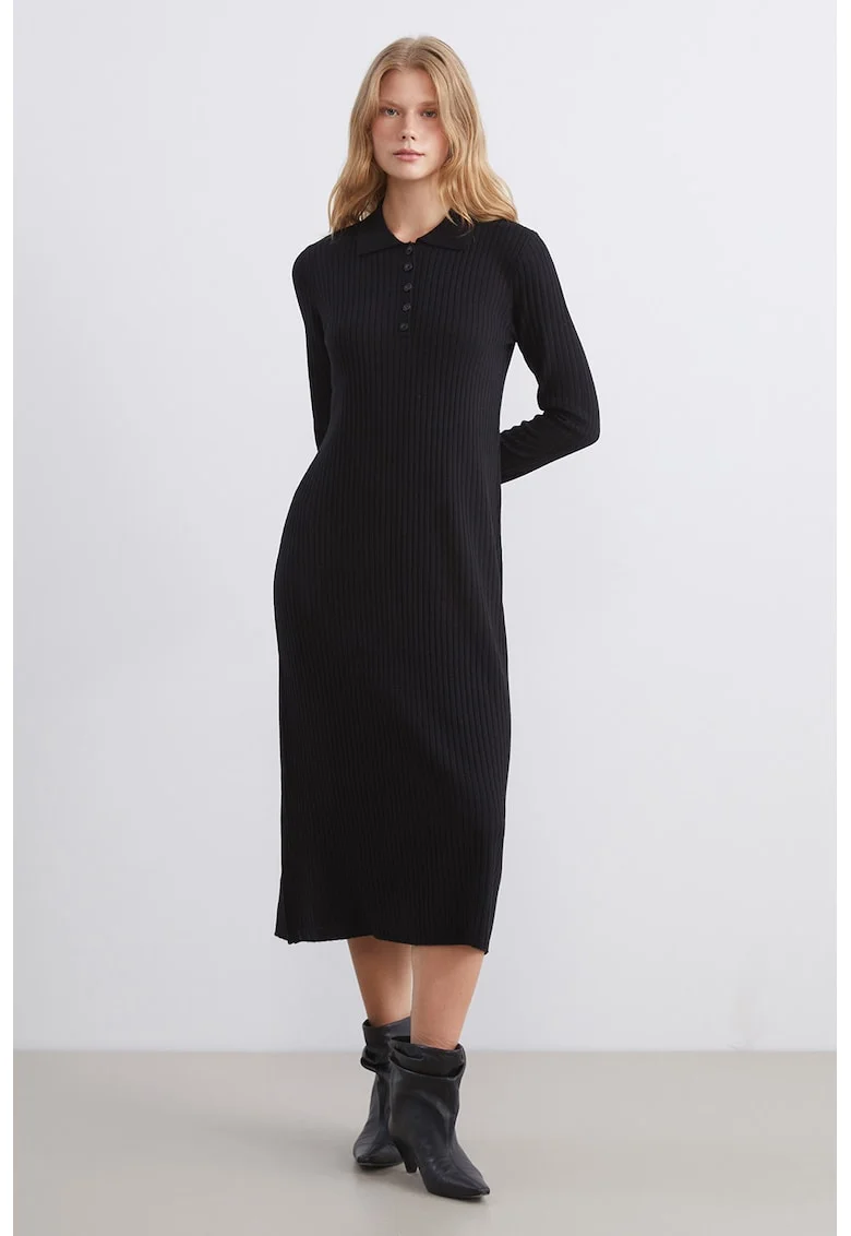 Rochie midi uni, Negru
