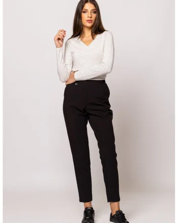 Pantaloni cu talie inalta si croiala conica, Negru