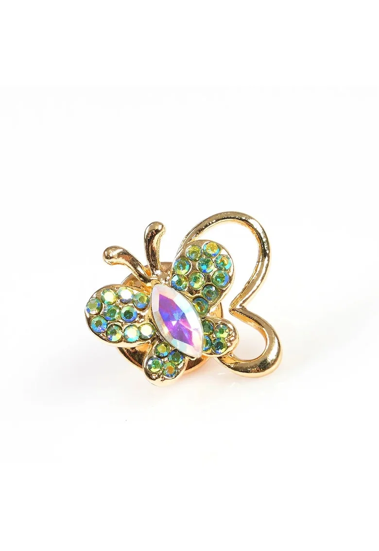 Brosă  formă de fluture, multicolor, 2x2cm, cu șnur de mărțișor
