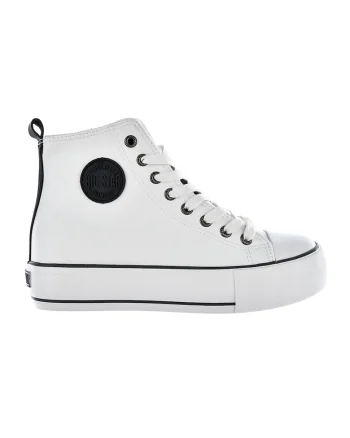 Pantofi sport mid-cut din piele ecologica, Alb