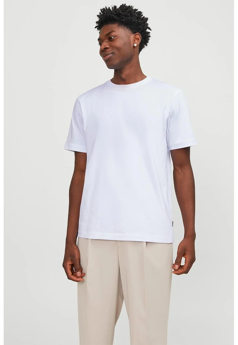 Tricou cu decolteu la baza gatului, din amestec de bumbac organic, Alb optic