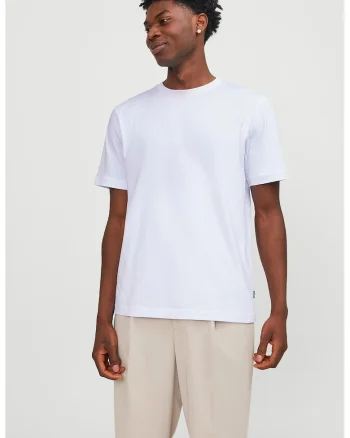 Tricou cu decolteu la baza gatului, din amestec de bumbac organic, Alb optic
