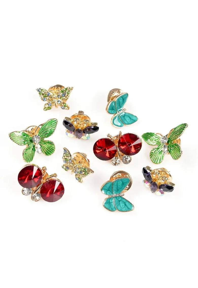 Set 10 brose  fluturi multicolor 2x2cm