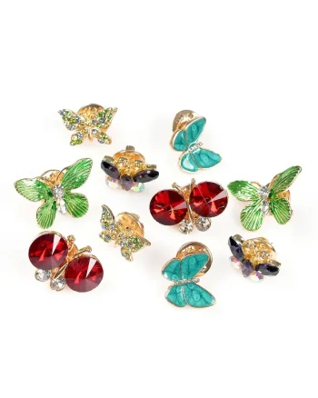 Set 10 brose  fluturi multicolor 2x2cm