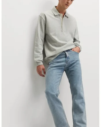 Bluza polo din amestec de bumbac, Gri deschis