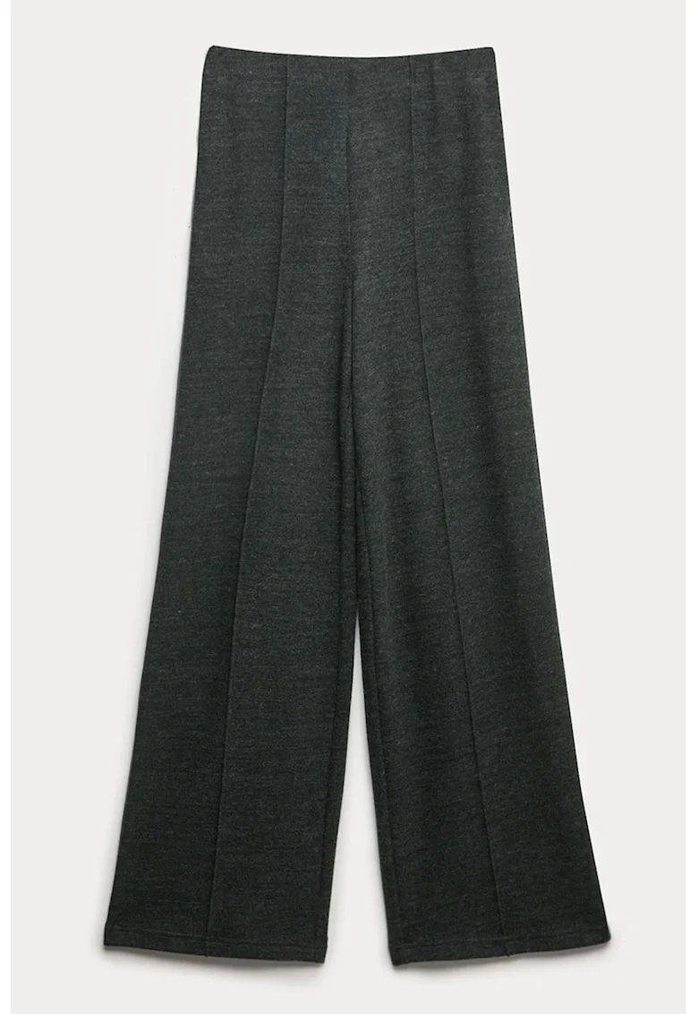 Pantaloni cu croiala ampla si talie inalta, Kaki inchis