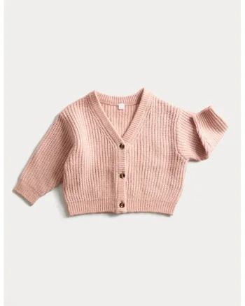 Cardigan tricotat cu decolteu in V, Piersica