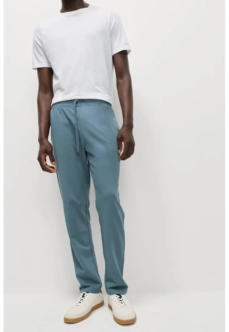 Pantaloni de trening cu buzunare laterale, Albastru melange