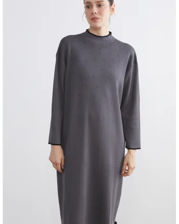Rochie lejera cu strasuri, Gri inchis