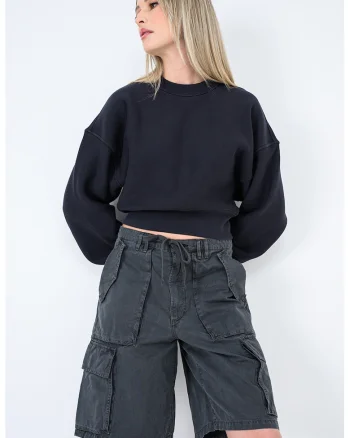 Bluza crop de trening Kit, Negru