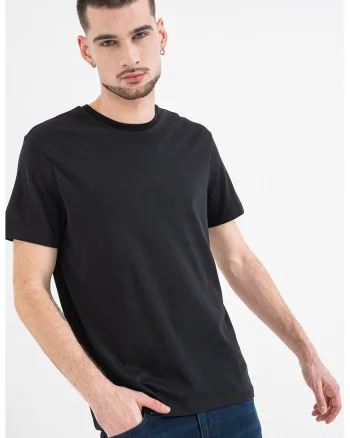 Tricou din bumbac cu model uni, Negru