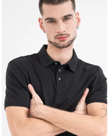 Tricou polo slim fit din bumbac, Negru