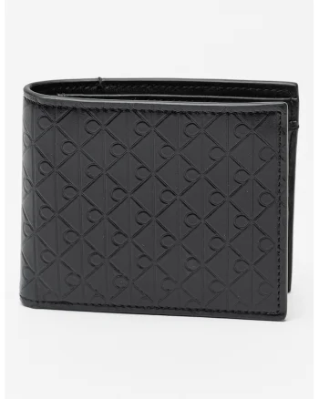 Portofel pliabil de piele cu aspect texturat, Negru