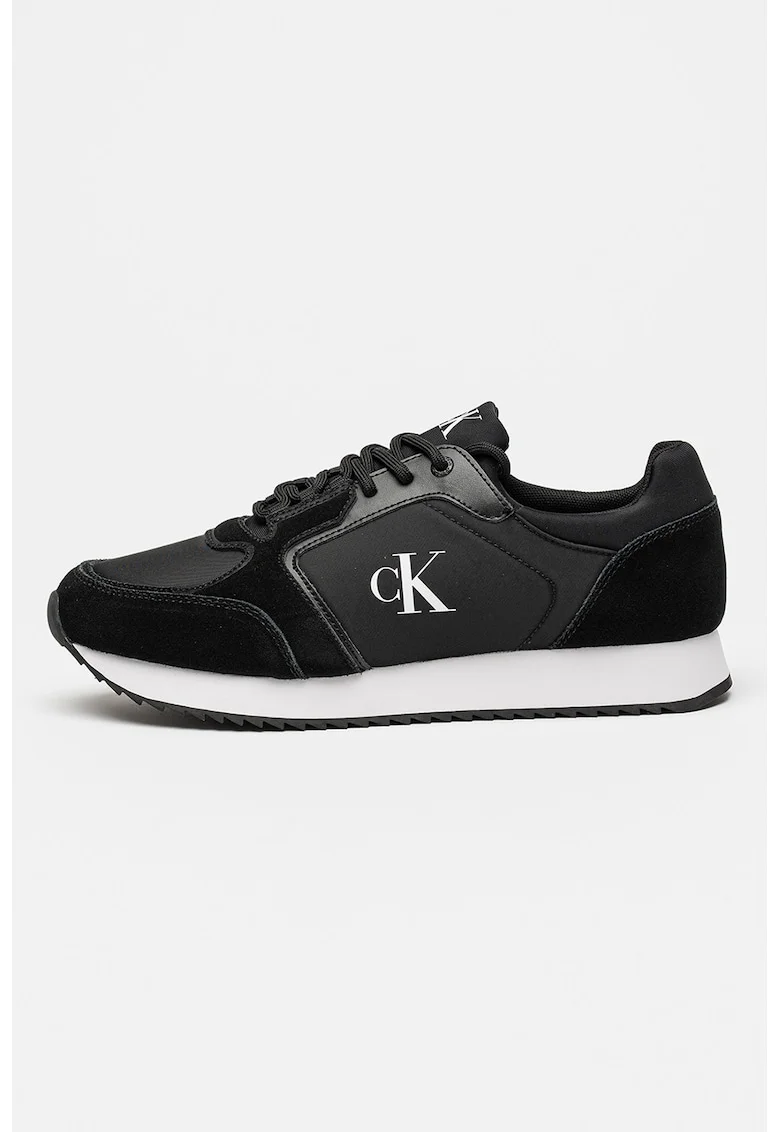 Pantofi sport cu garnituri din piele intoarsa Retro Runner, Negru