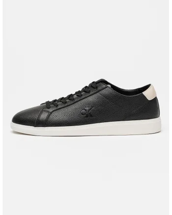 Pantofi sport din piele cu model uni Cupsole, Negru/Bej