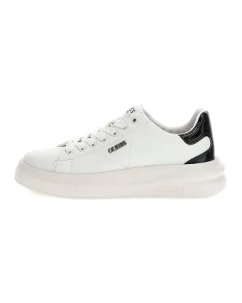 Pantofi sport din piele cu aplicatie logo, Alb/Negru