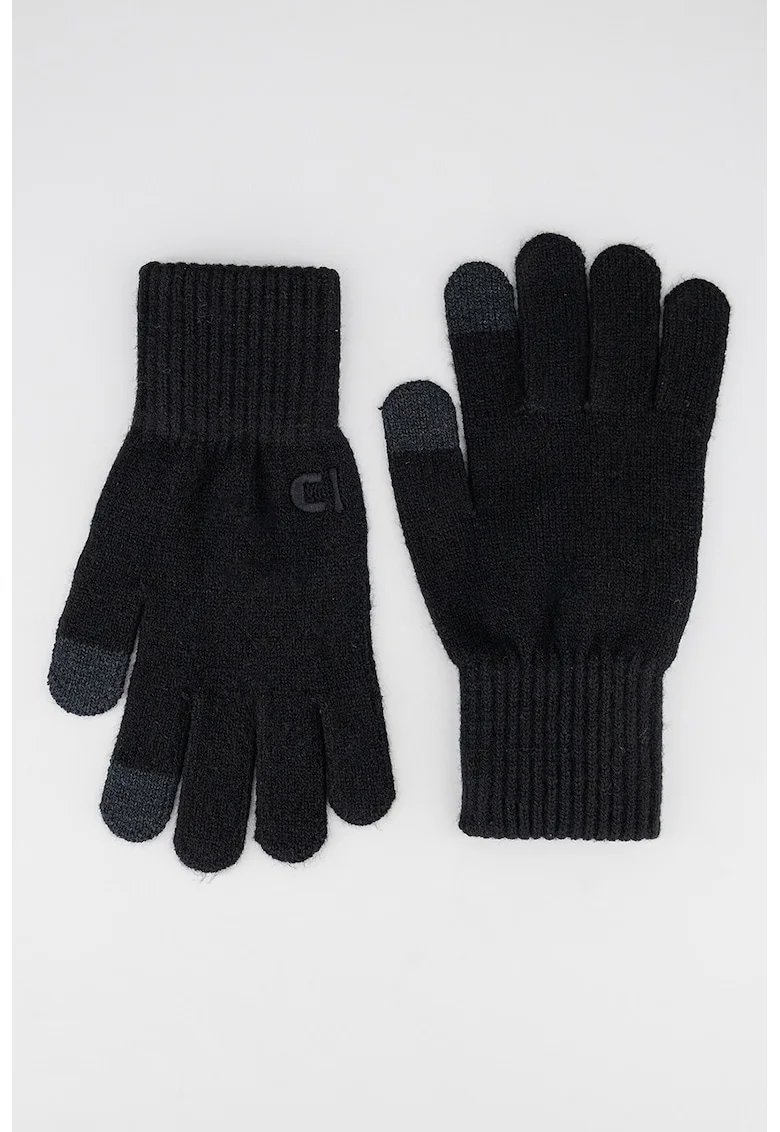 Manusi uni din tricot, Negru/Negru stins