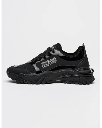 Pantofi sport din piele ecologica si material textil cu imprimeu logo lateral, Negru
