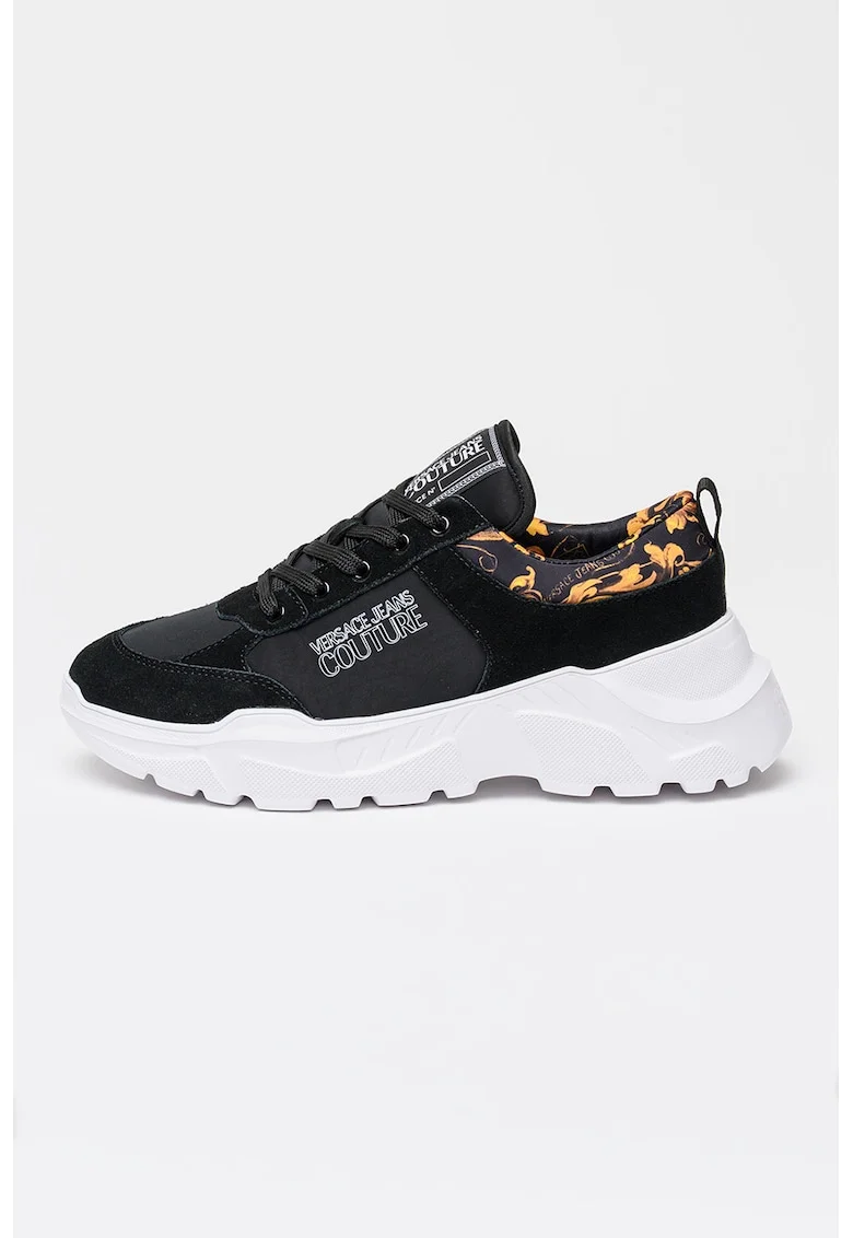 Pantofi sport din piele intoarsa si material textil, Negru