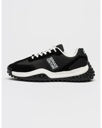 Pantofi sport din piele intoarsa si material textil cu aplicatie logo, Negru