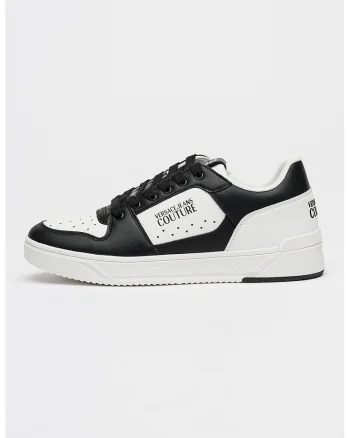 Pantofi sport din piele cu garnituri din piele ecologica, Negru/Alb optic