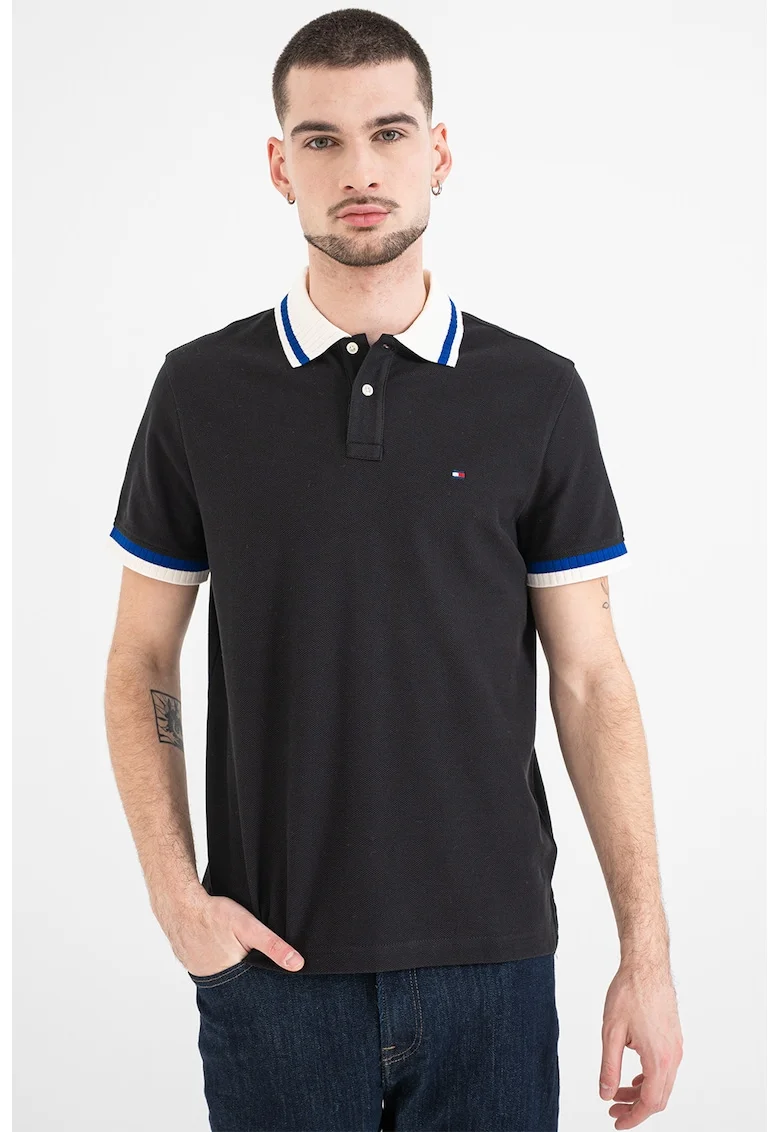 Tricou polo regular fit, Negru