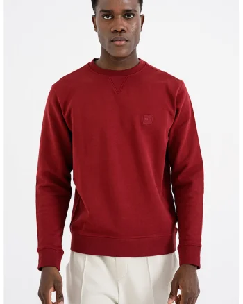 Bluza de trening relaxed fit cu decolteu la baza gatului Westart, Visiniu/Maro cognac