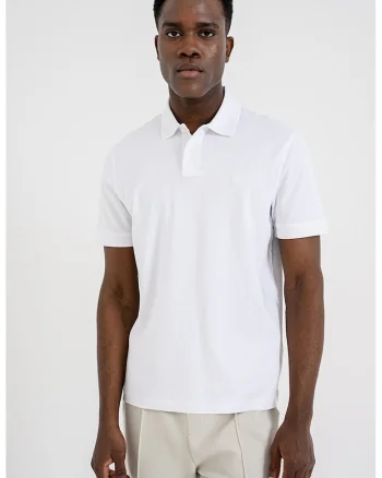Tricou polo regular-fit cu logo brodat, Alb