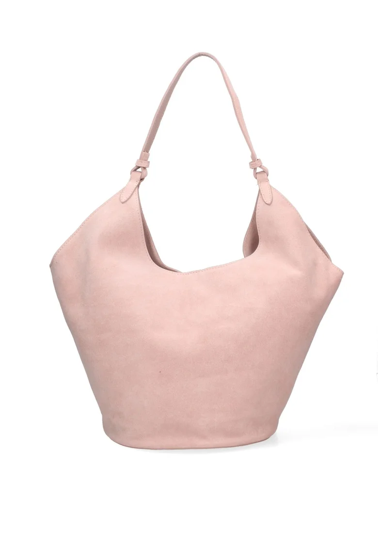 Geanta hobo de piele intoarsa Lisabona, Roz deschis