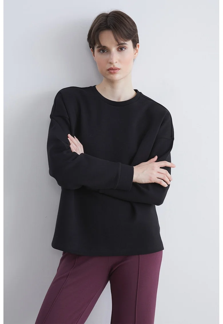 Bluza de trening lejera cu model uni, Negru