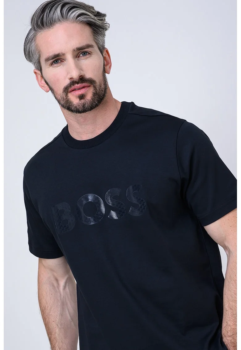 Tricou din bumbac cu logo, Negru