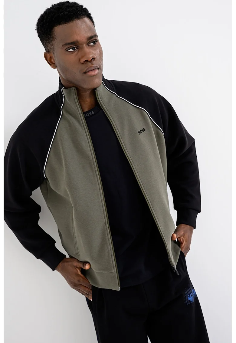 Bluza de trening cu fermoar Join, Negru/Verde sparanghel