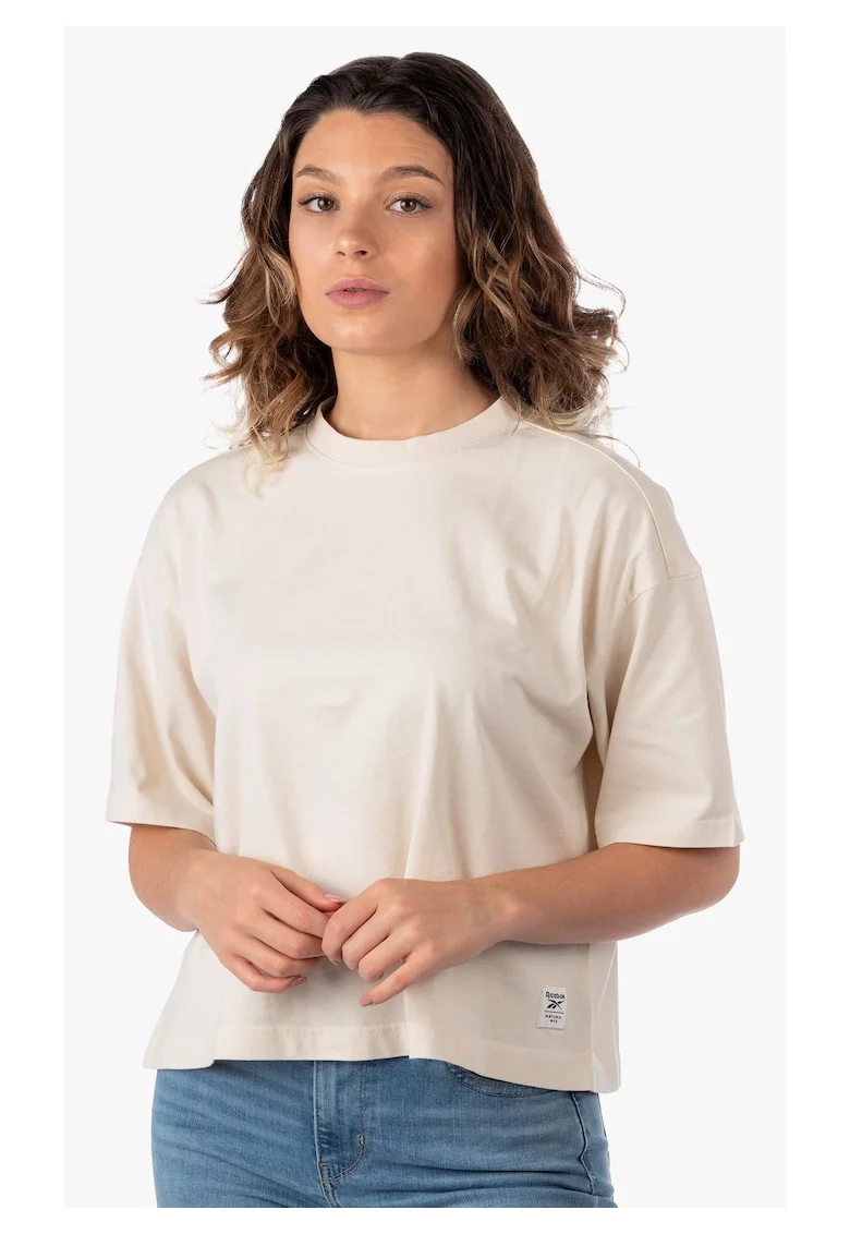 Tricou dama,  CL RBK ND Cropped, bej, 100% bumbac, croiala lejera
