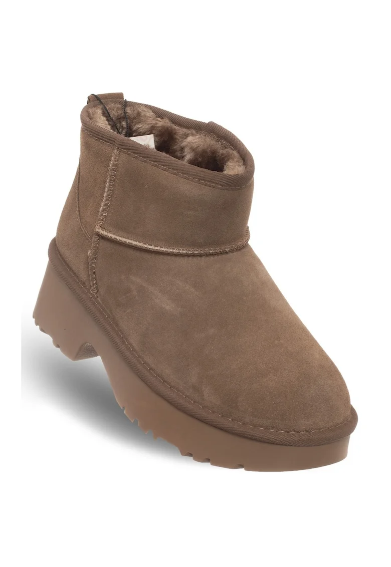Ghete dama,  SSW521P30/02 LEA SUEDE, piele naturala, maro, talpa din spuma