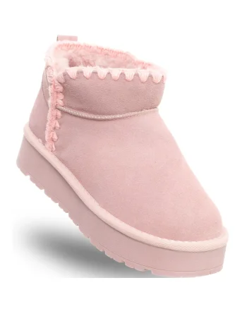 Ghete dama,  Mistik Suede Lotus, roz, piele naturala, platforma de 4 cm,