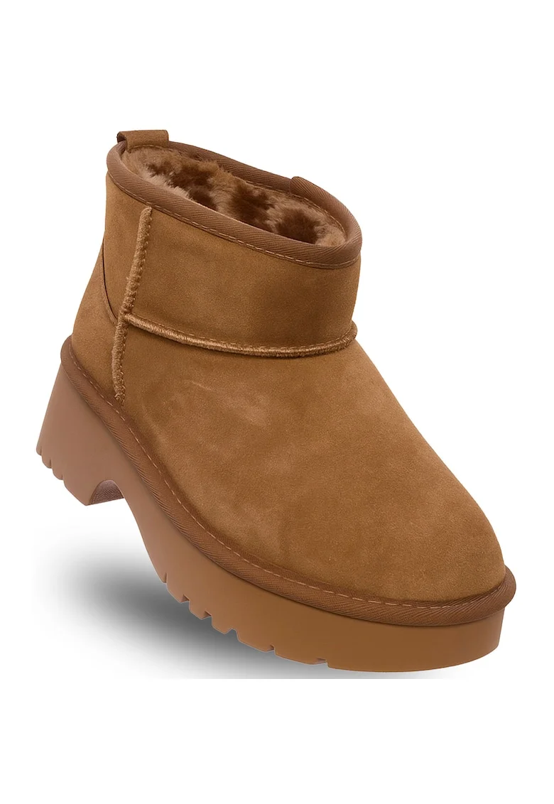 Ghete dama,  LEA SUEDE, maro, piele naturala, talpa din spuma