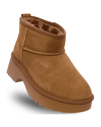 Ghete dama,  LEA SUEDE, maro, piele naturala, talpa din spuma