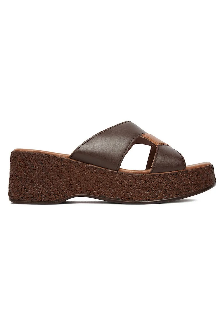 Sandale dama  piele naturala, platforma, ecologice, maro,