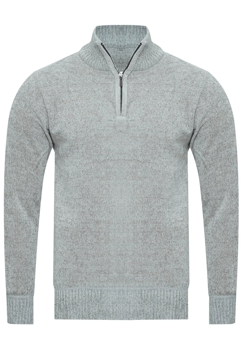 Pulover barbati,  S8682, gri deschis, 80% bumbac, guler scurt tip troyer