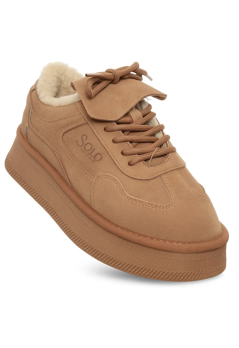 Pantofi dama,  piele naturala/textil, maro