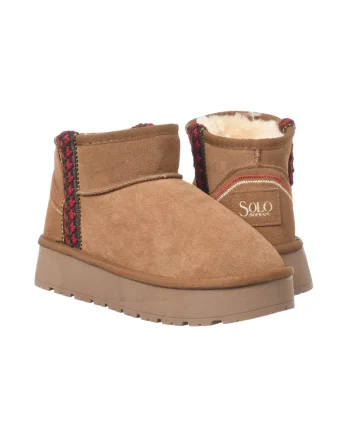 Pantofi de dama HOTA Seude Triming piele cu rosu, Maro