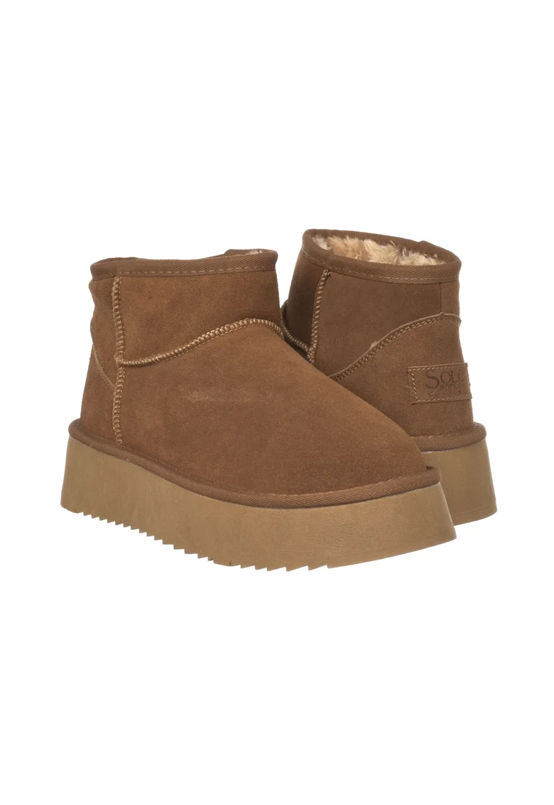 Pantofi dama HUGH Platform Camel Maro, Maro