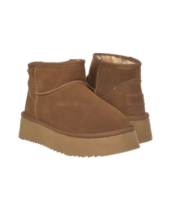 Pantofi dama HUGH Platform Camel Maro, Maro