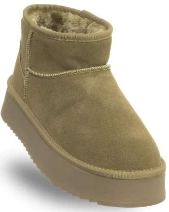 Ghete dama,  kaki, piele naturala, material textil, Verde
