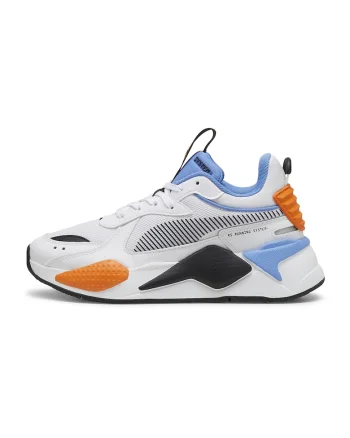 Pantofi sport RS-X de plasa cu garnituri de piele ecologica, Alb/Portocaliu
