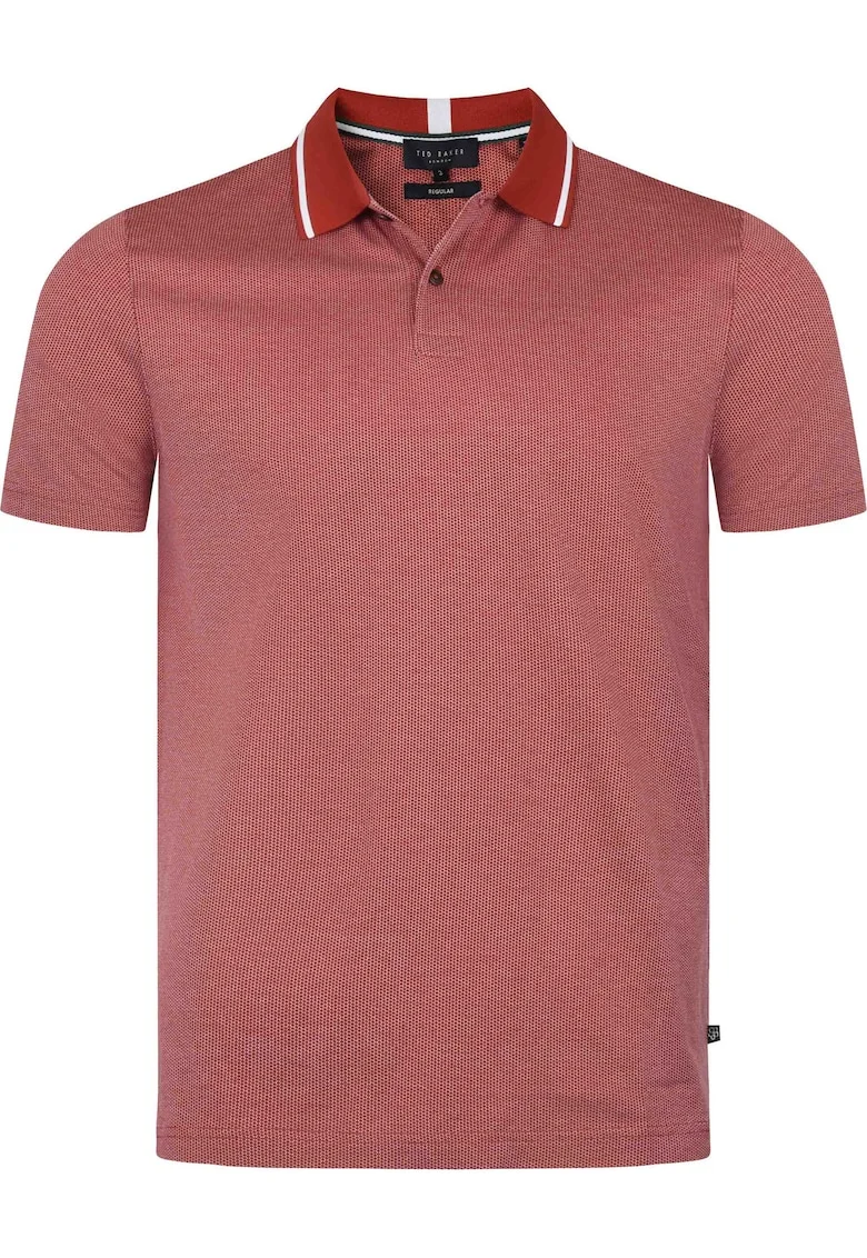 Tricou barbati,  261464, caramiziu si alb, 100% bumbac, croiala regular