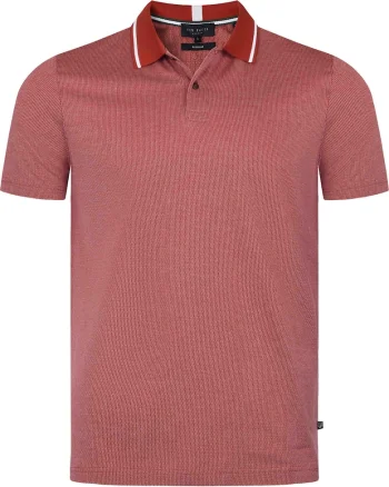 Tricou barbati,  261464, caramiziu si alb, 100% bumbac, croiala regular