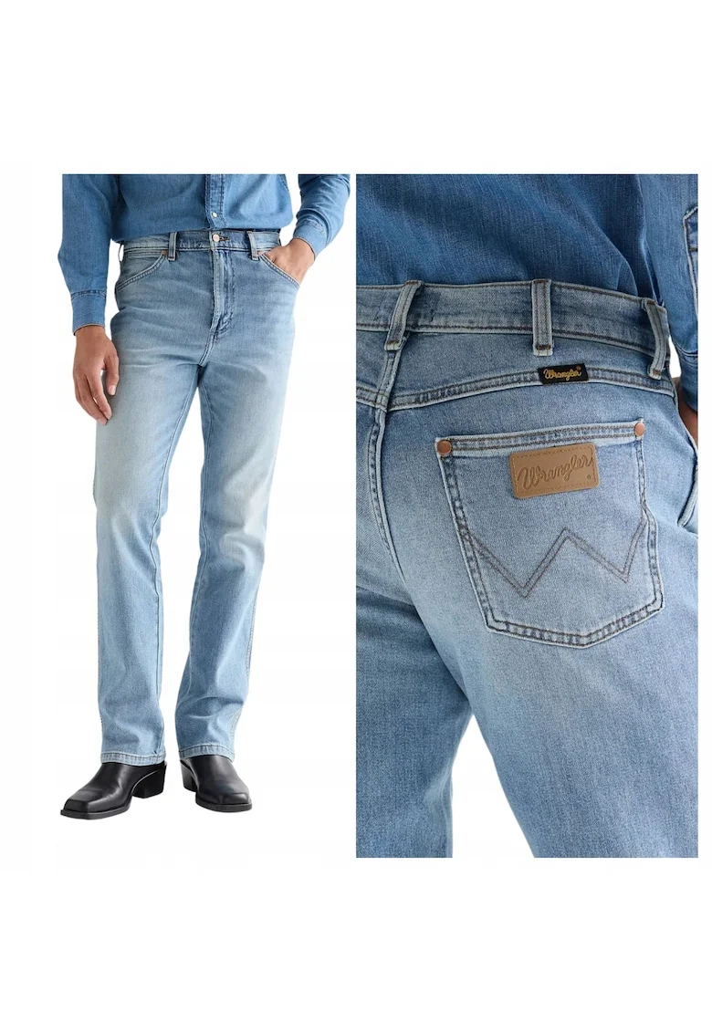 Blugi Barbati,  Wrancher, W34-L32 US, Albastru, Bumbac, Design Clasic Casual, Ideal Pentru Uz Zilnic, Material Premium Confortabil, Aspect Denim Modern, 5 Buzunare, Fermoar