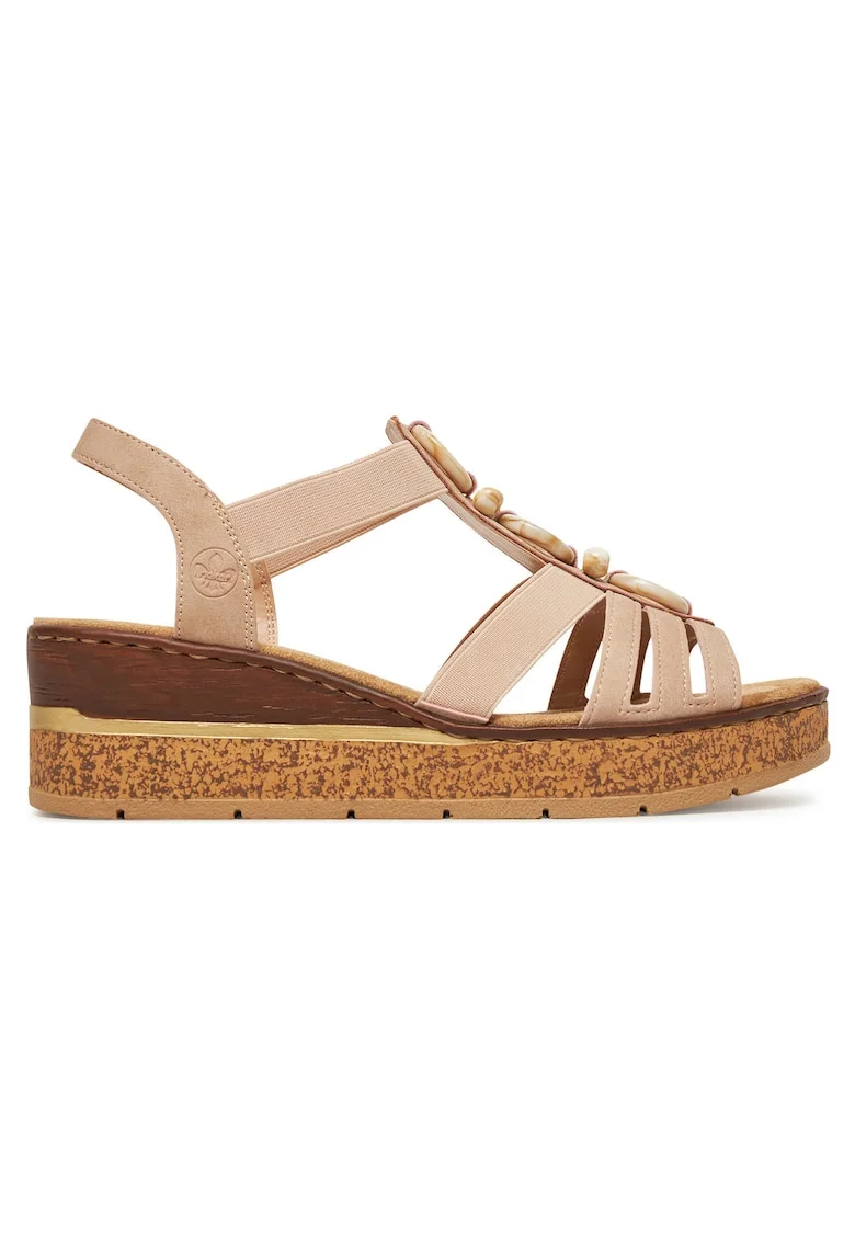 Sandale dama  casual, bej, material textil,