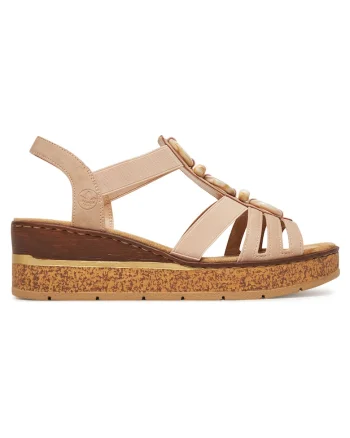 Sandale dama  casual, bej, material textil,